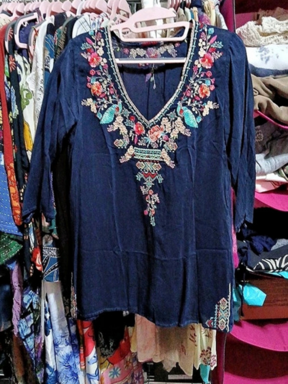 Johnny Was Peacock Sable Blouse